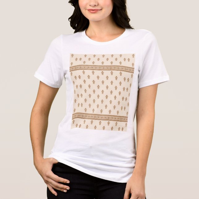 Gold Floral Pattern Tri-Blend Shirt (Front)