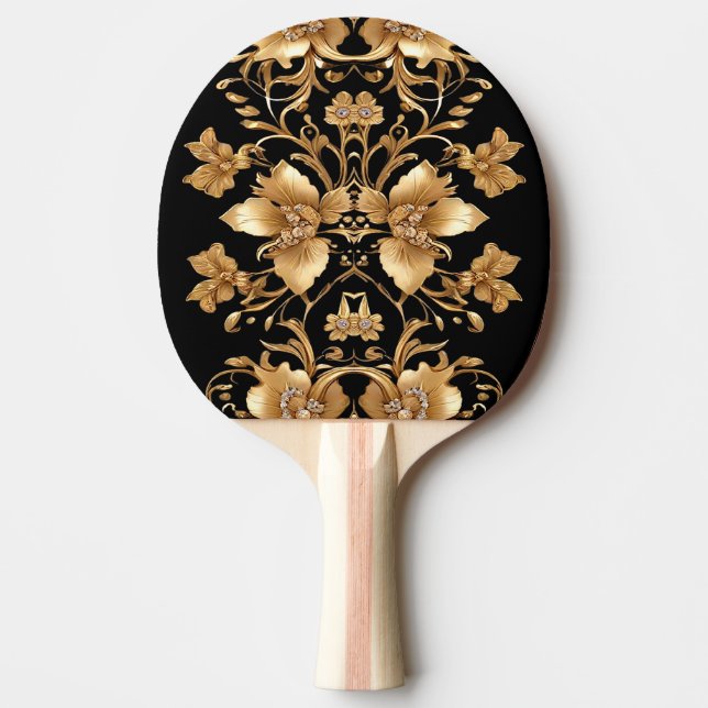 Gold Floral Ping Pong Paddle (Front)