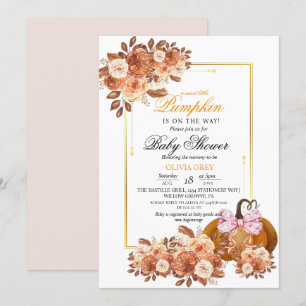  Gold Floral Pumpkin Baby Shower  Invitation