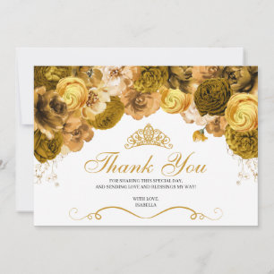Gold Floral Quinceanera Thank You