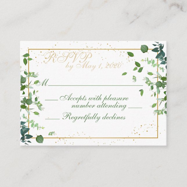 Gold Floral RSVP Enclosure Card (Front)