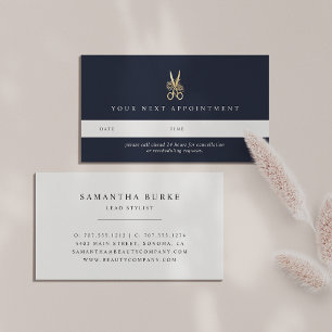 Gold Floral Scissors Hair Salon or Stylist Appointment Card