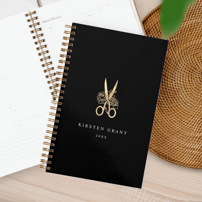 Gold Floral Scissors Salon Logo Planner (Creator Uploaded)