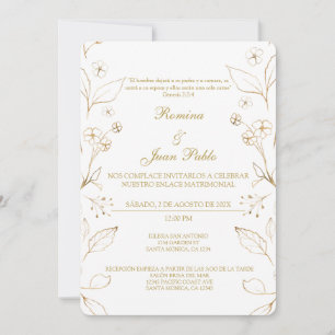 Gold Floral Spanish Wedding Invitation