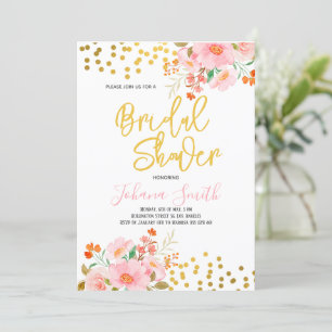 Gold Floral Spring Bridal Shower Invitation