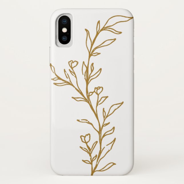 Gold Floral Stem Line Drawing iPhone / iPad case (Back)