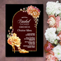 Gold Floral Stiletto Shoe Black Arch Bridal Shower