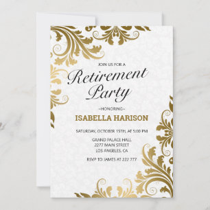 Gold Floral Swirls  Invitation