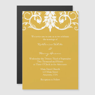 Gold Floral Swirls Magnetic Wedding Invites