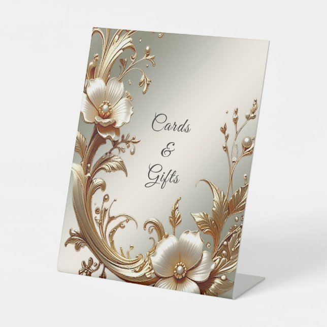 Gold Floral Tabletop Signs (Front)