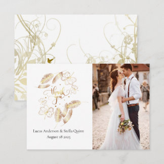 Gold floral Thank You Card