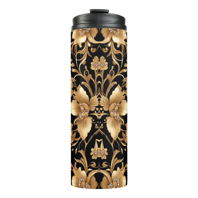 Gold Floral Thermal Tumbler (Front)
