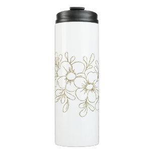 Gold Floral Thermal Tumbler