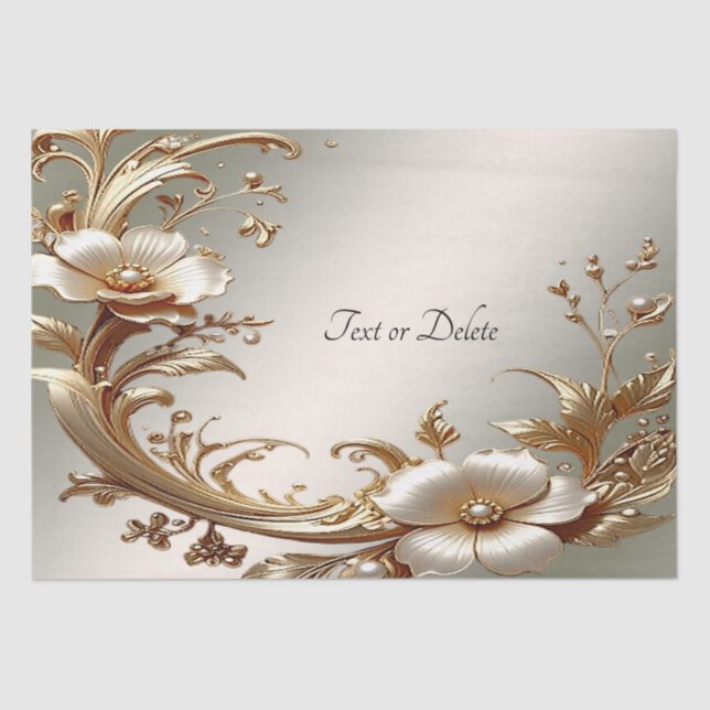 Gold Floral Tissue Paper (Front)