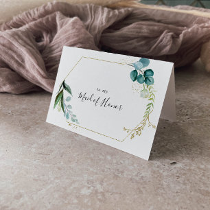 Gold Floral Tropical Green Bridal Party Thank You