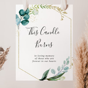 Gold Floral Tropical Green This Candle Burns Sign