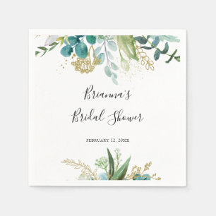 Gold Floral Tropical Greenery Bridal Shower Napkin