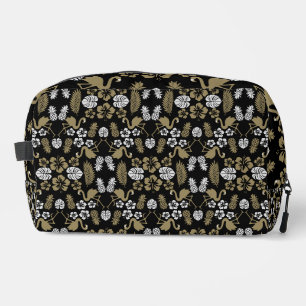 Gold Floral Tropical Patterned Dopp Kit