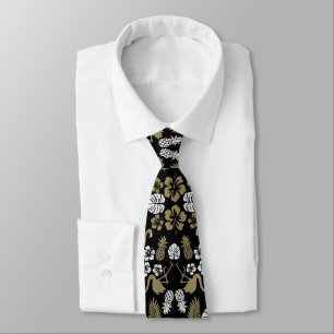 Gold Floral Tropical Patterned Tie