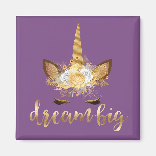 Gold Floral Unicorn Dream Magnet (Front)
