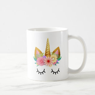Gold Floral Unicorn Party Coffee Mug