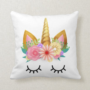 Gold Floral Unicorn Party Cushion