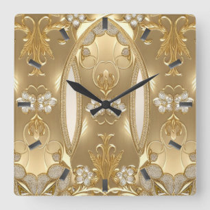 Gold Floral Wall Clock