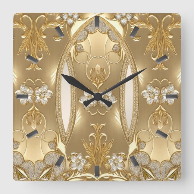 Gold Floral Wall Clock (Front)