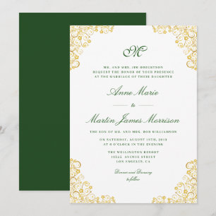gold floral wedding invitation