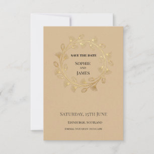 Gold Floral Wedding Save The Date