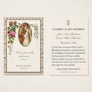 Gold Floral Wedding Scripture Prayer Card 