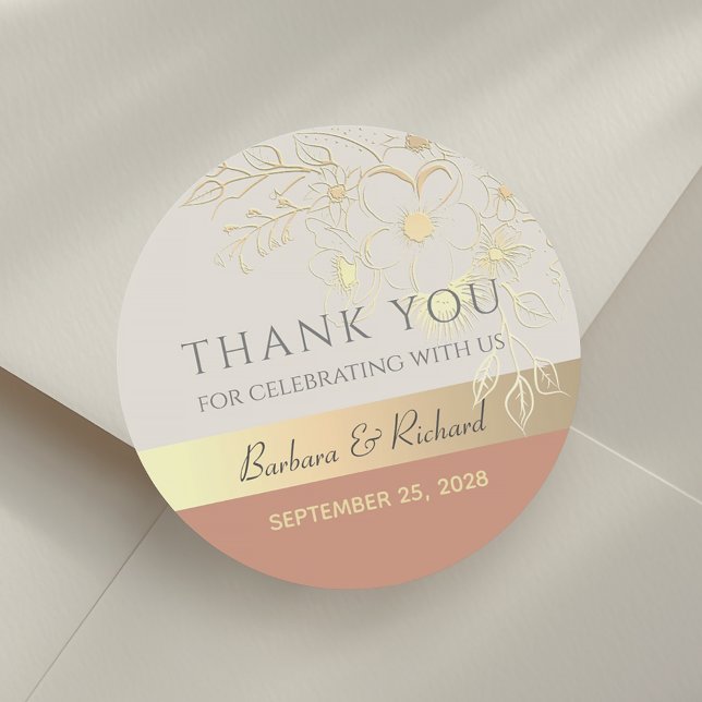 Gold Floral Wedding Thank You Stickers (Creator Uploaded)