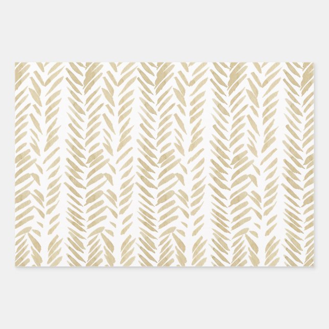 Gold Floral Wedding Wrapping Paper Sheet (Front)