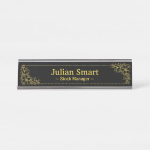 Gold Floral with frame Desk Name Plate