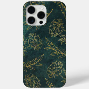 Gold Floral with Green Texture iPhone 15 Pro Max Case