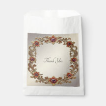 Gold Floral with Red Stones Favour Bag