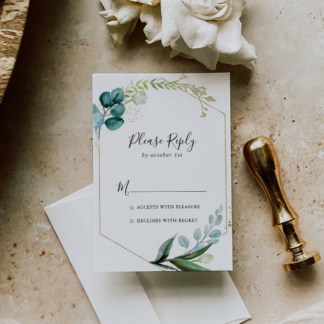 Gold Floral With Tropical Greenery RSVP (Creator Uploaded)