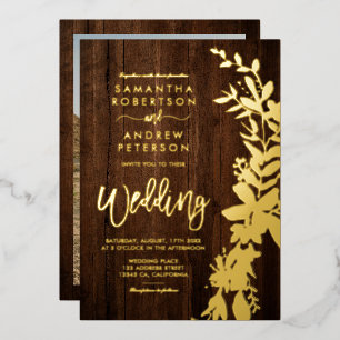 gold floral wreath chic wedding rustic brown wood