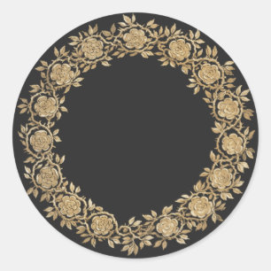 Gold Floral Wreath Classic Round Sticker