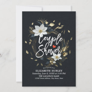Gold Floral Wreath Couple Shower Wedding Shower Invitation
