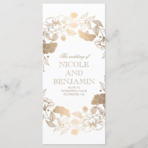 Gold Floral Wreath Peonies Garden Wedding Programs Programme