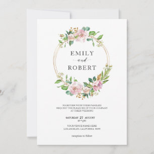 Gold floral wreath save the date