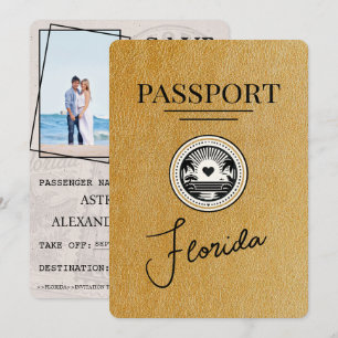 Gold Florida Passport Save The Date
