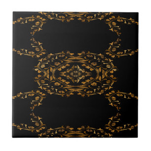 Gold flourish abstract design tile