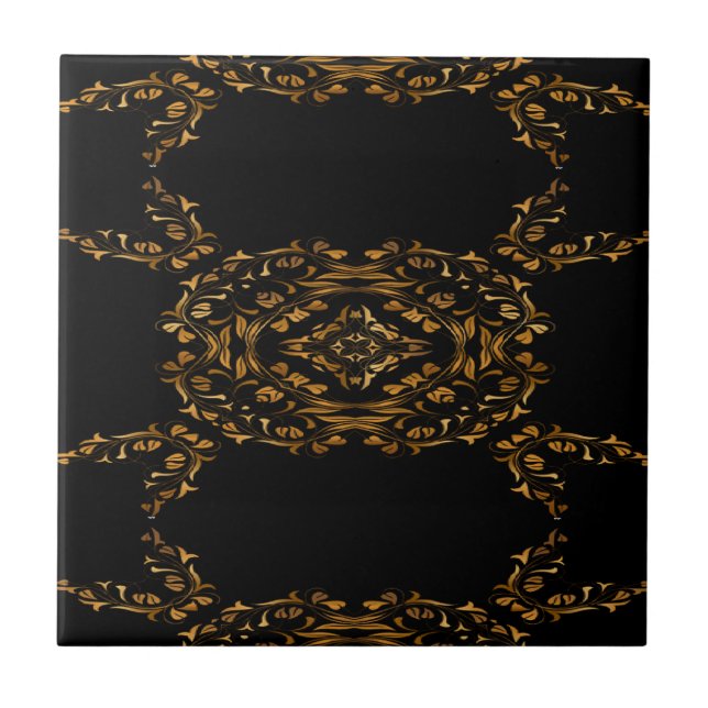 Gold flourish abstract design tile (Front)