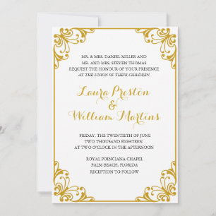 Gold Flourish Wedding Invitation