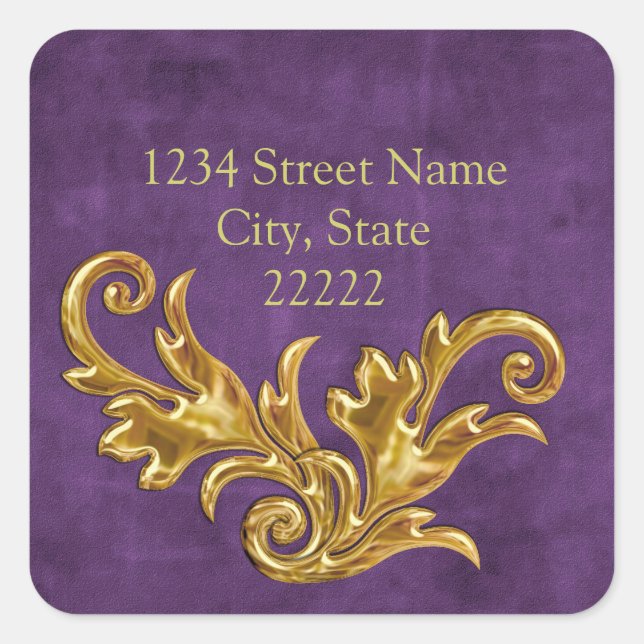 Gold Flourishes Return Address Envelope Seal (Front)