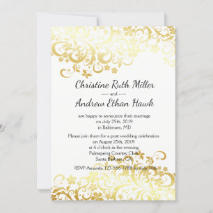 Gold Flourishing Floral Post-wedding Reception Invitation