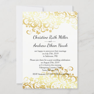 Gold Flourishing Floral Post-wedding Reception Invitation