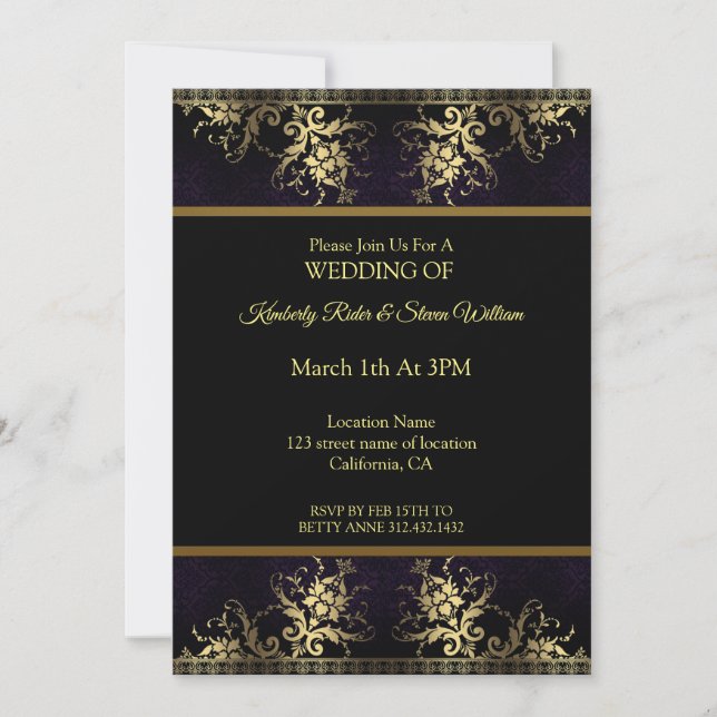 Gold Flower And Henna Invitation (Front)